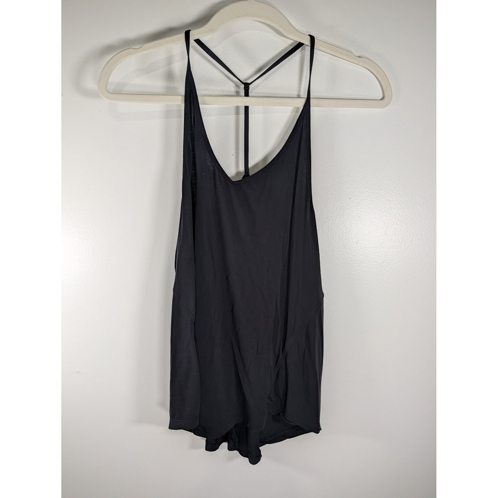 Lululemon Black T-Back Yoga Tank Top Open Split Back Size 8